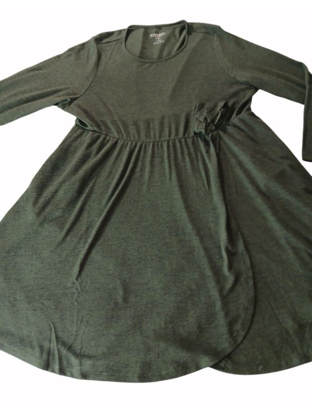 Torrid Super Soft Plush Hacci Knit Faux Wrap Dress Size 3X 3 Green Knee Length - Picture 7 of 16